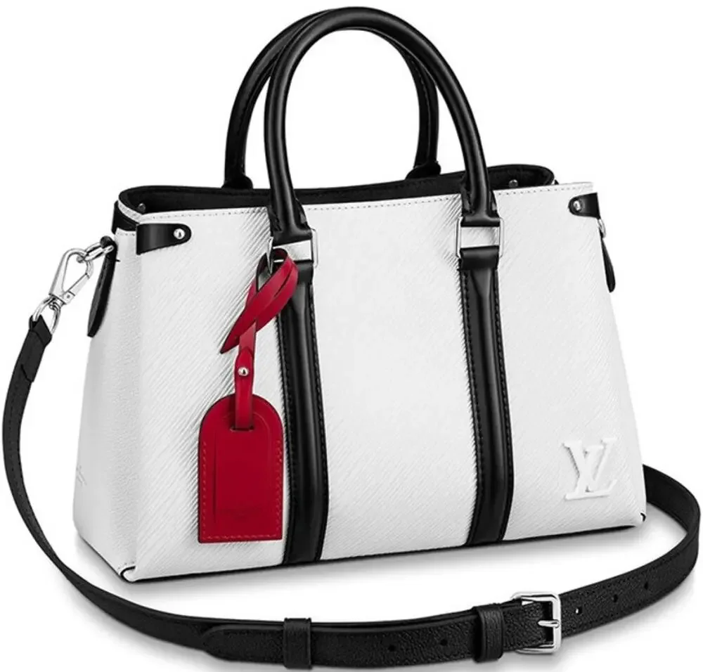 Louis Vuitton Soufflot Epi BB White Black Leather Two Way Handbag AS IS